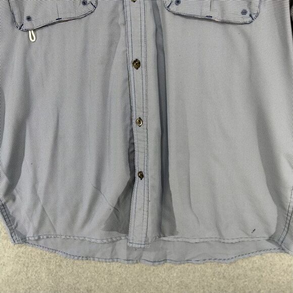 Cabela's Mens Large Blue Fishing Gingham Short Sleeve Vented Button Up Outdoor - Picture 3 of 9